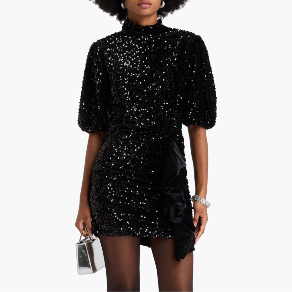 Maje Requinou Velvet Sequined Mini Dress